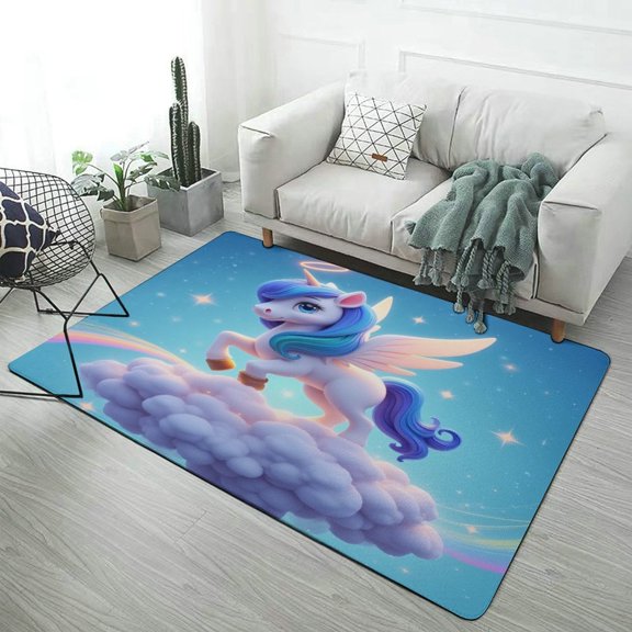 Magical Unicorn on Cloud Carpet Style Living Room Bedroom Rug Soft Carpet Modern 3d Entry Door Mats Household
