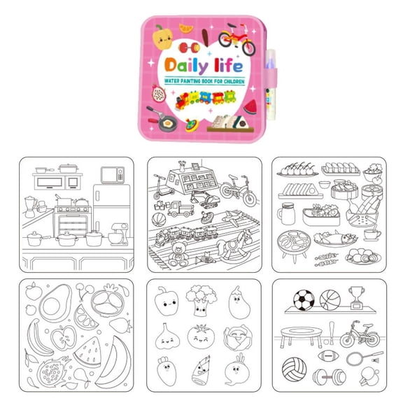 Magical Water Drawing Notebook - Reusable Graffiti Book with Water Pen for Toddler Early Education