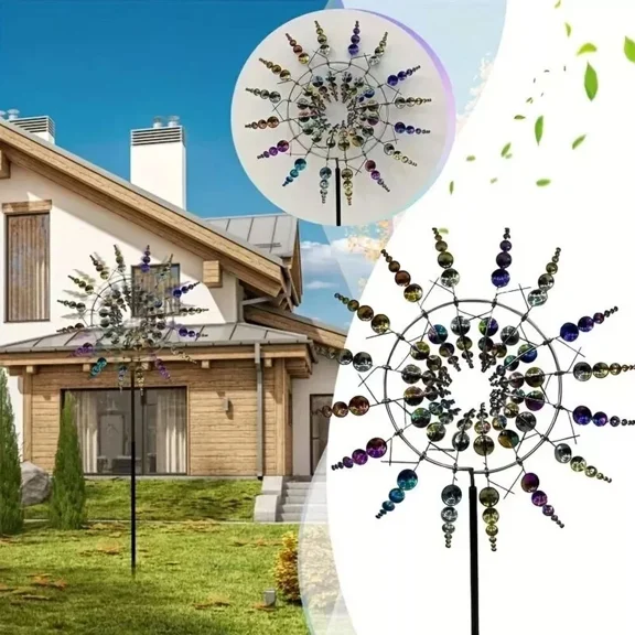 Magical Wind Powered Kinetic Windmill Metal And Sculpture Spinner Garden Unique