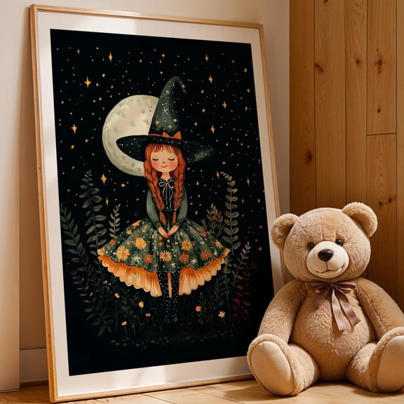 Magical Witch Poster Print Enchanted Art For Halloween Wall Decor For Witchy Vibes Cute Witch Illustration Gifts For Witches