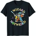 thumbnail image 1 of Magical Wizard Graphic Tee I WIZARD NOT WEIRD Design on Black T-Shirt, 1 of 5