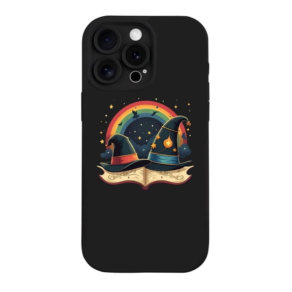 Magical Wizard Hats & Rainbow Design iPhone 15 Pro Case - Lightweight Yellowing Resistant Whimsical Phone Cover