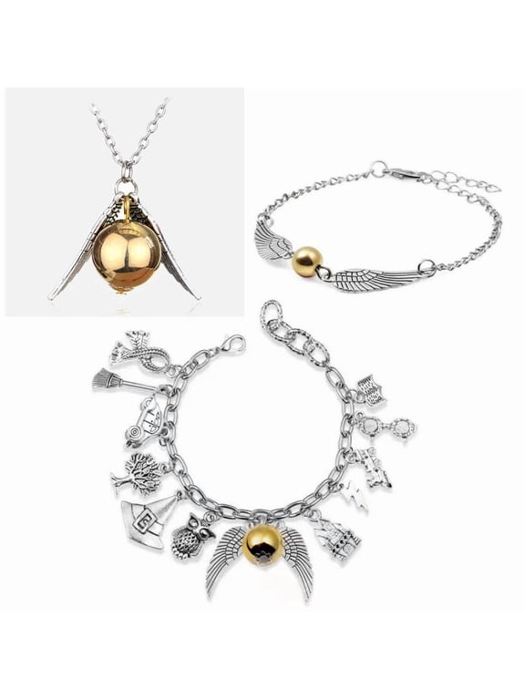 Magical Wizarding World Snitch Jewelry Collection, Silver Tone Fan Gift Set