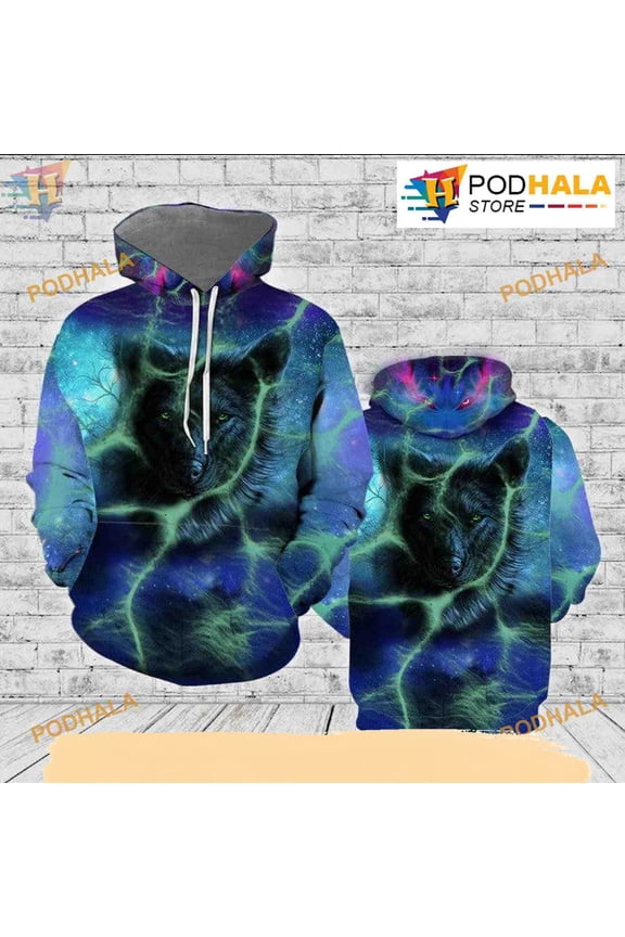 Magical Wolf Blue Full Over Printed Unisex 3D Hoodie
