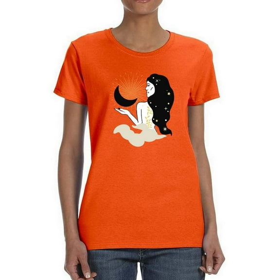 Magical Woman With The Moon Shaped T-Shirt Women -Image by Shutterstock, Female x-Large