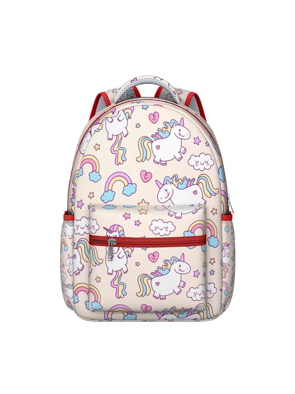 Magical unicorn cartoon school backpack for Student, galaxy and rainbow theme with moon and stars, breathable oxford fabric, perfect for students and outdoor use