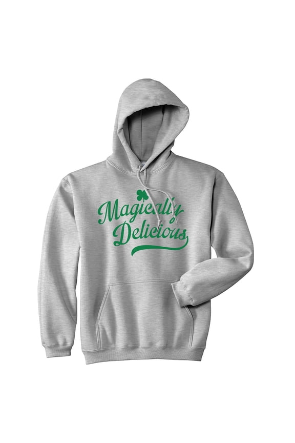 Magically Delicious Hoodie Funny St Patricks Day Outfit Four Leaf Clover Graphic Saying Sweatshirt