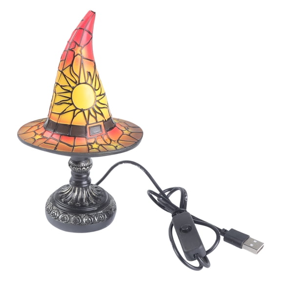 Magically Wizard Hat Shape Nightlight USB Powered Mysterious Glowing Witch Hat Table Lamp Living Room Bedroom Ornament