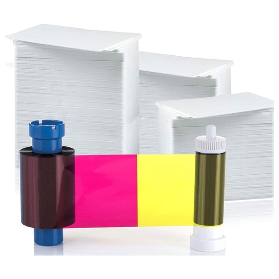 Magicard 250 Print YMCKOK Ribbon for Rio Pro/Enduro (MA250YMCKOK) and 300 YfulYde Premium Blank PVC Cards Bundle