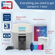 Magicard 600 ID Card Printer, Single-Sided | Prints Plastic ID Cards and Badges w/ HoloKote | Complete Package Includes Dye Film Ribbon, PVC Cards, Bronze Edition Bodno Software, Webcam