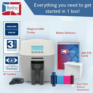 ID Maker Card Printer Machine & Supply Kit for Badge Printing - Print  Professional Quality 1 Sided Identification Badges - IDMaker Software,  100-Print Color Ribbon, 100 Blank PVC Cards : Office Products 