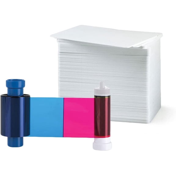 Magicard MA100YMCKO Color Ribbon - YMCKO - 100 Prints with Bodno Premium CR80 30 Mil Graphic Quality PVC Cards - Qty 100