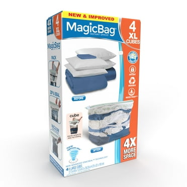 Magicbag® Cube Instant Space Saver Storage - Extra Large - Double Zipper - 4 Pack