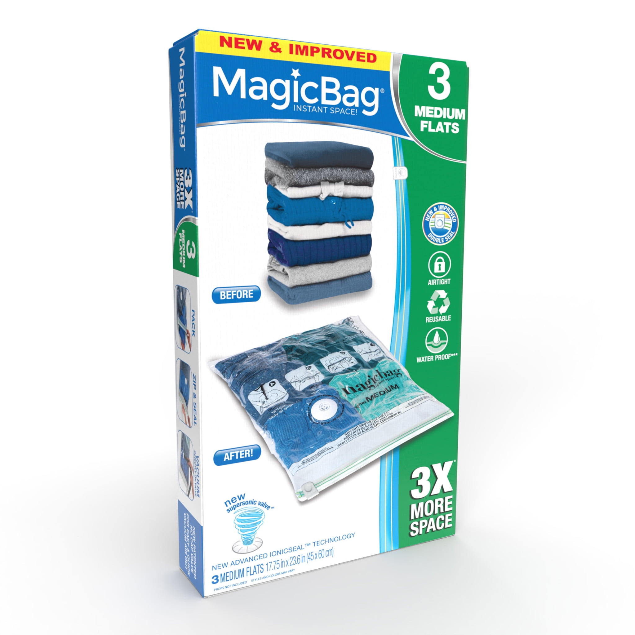 Magicbag Original Flat Instant Space Saver Storage - Medium - 3 Pack