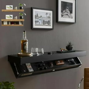 Magicflap Designer Shelf with Secret Compartment, Concealed Floating Shelf, Wall-Mounted Storage Solution, Secret Shelf, Hidden Compartment Shelf, Modern Home Decor (Black)