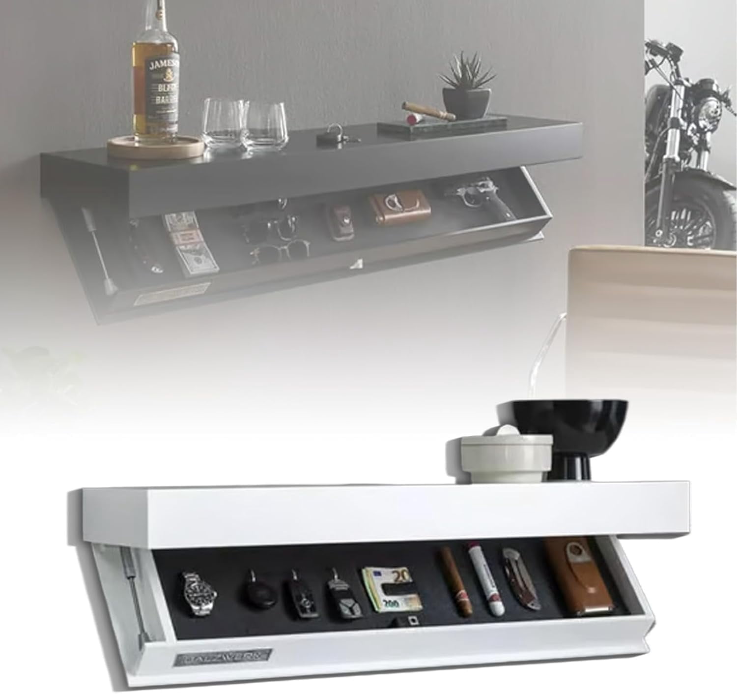 Générique Magicflap Designer Shelf with Secret Compartment,Concealed Floating Shelf,Wall-Mounted Storage Solution,Secret Shelf,Modern Home Decor,Ideal for Living Room Or Office (Wood
