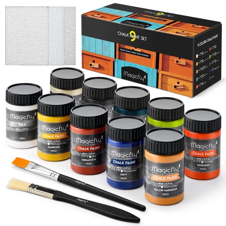 Magicfly 15 Pcs Chalk Acrylic Craft Paint Set, 60ml/2 oz 9 Colors Ultra Matte Finish Acrylic Craft Paint Set for Home Decor,8 fl oz