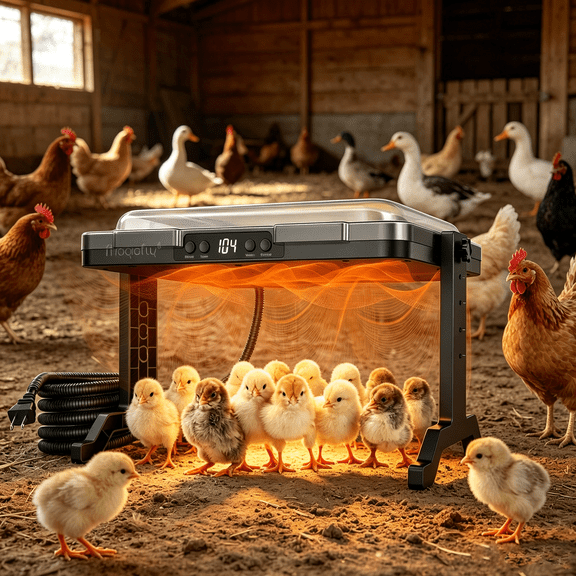 Magicfly Chicken Coop Heater, 200W with Smart Thermostat & Timer, 5-level Height Adjustment, Remote Control & Protective Cover for Ducklings, Chicks, Poultry Animals