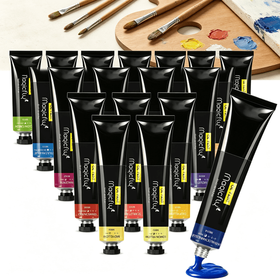 Magicfly Oil Paint Set,20 Colors x 50ml Large Tubes, Professional Oil Based Paint Set with High Saturation, Creamy Texture, Art Supplies for Artists, Students, Beginners Gift