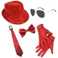 thumbnail image 1 of Magician Accessories Magician Clothes 1920s Mens Outfit 1920s Mens Outfit 1920s Mens Accessories Manhattan 1920s Mens Hat Accessories Gatsby Gangster Retro Hat Suspender Bow Tie Set, Red, 1 of 2
