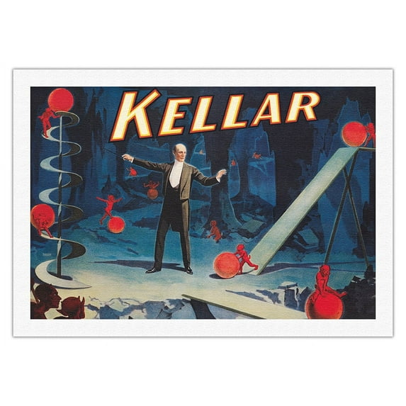 Magician Harry Kellar - Demon Globe Trick - Vintage Magic Poster c.1902 - Fine Art Rolled Canvas Print 27in x 40in