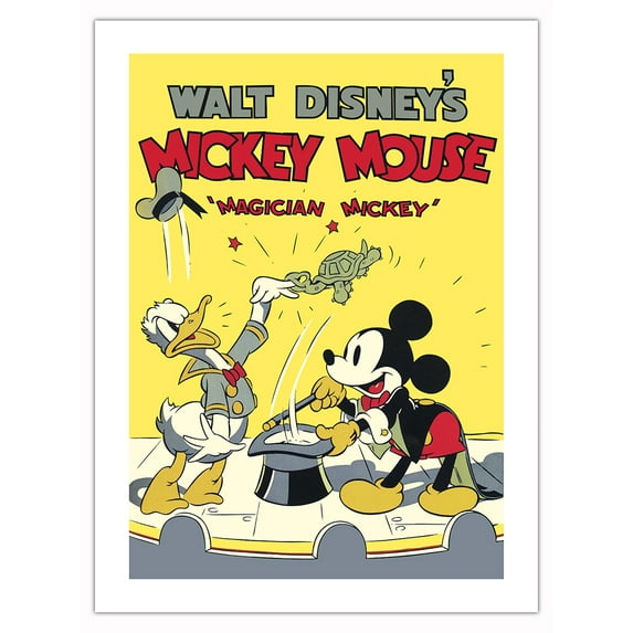 Magician Mickey - Starring Mickey Mouse & Donald Duck - Vintage Film Movie Poster c.1937 - Bamboo Fine Art 290gsm Paper (Unframed) 12x16in