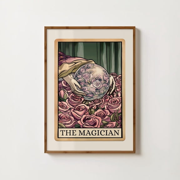 The Magician Tarot Card Print Spiritual Art Witchy Print Meditation Folk Illustration Tarot Card Wall Art Magical Artwork Boho Decor Home Decor #960, Unframed Poster Size 24x36
