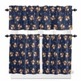 thumbnail image 1 of Santa Claus Reindeer Kitchen Curtains and Valances Set, Christmas Snowflakes Winter Navy Blue Rod Pocket Window Valance Window Curtain Panels for Living Room Bedroom Laundry, 27.5x36in, 3 Pieces, 1 of 7