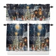 thumbnail image 1 of Christmas Kitchen Curtains and Valances Set, Snowflakes Evergreen Moon Bonfire Animal Cartoon Rod Pocket Window Valance Window Curtain Panels for Living Room Bedroom Laundry, 27.5x24in, 3 Pieces, 1 of 7