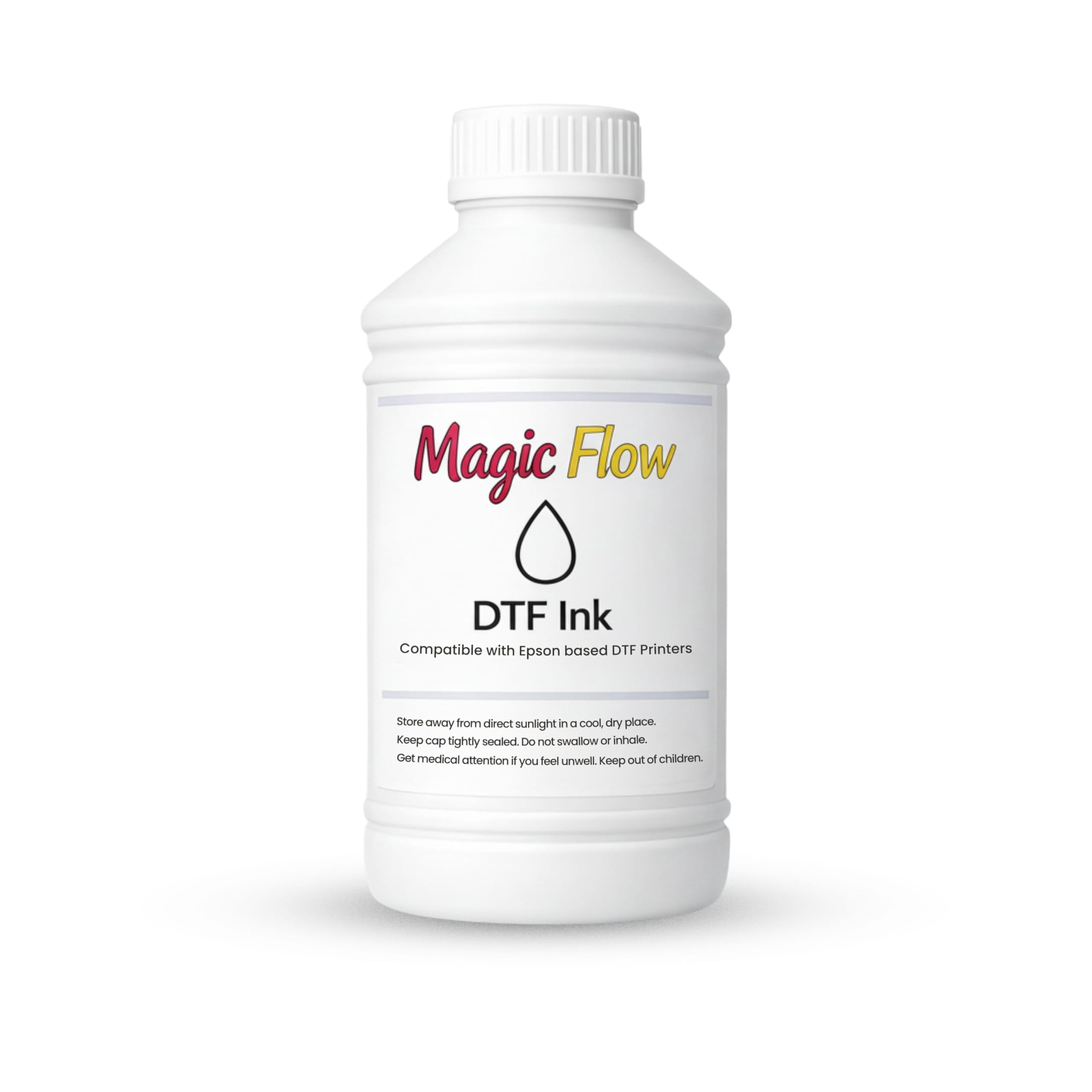 Magicline Solutions MagicFlow White DTF Ink 1000ml - High Opacity, Low Sedimentation White Transfer Ink for Epson XP600, i1600, i3200, L1800 & Epson-Based Printers