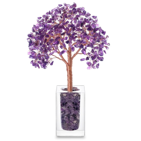 Magicmiracles Amethyst Crystal Tree, Handmade Natural Gemstone Tree of Life Feng Shui Decor, Crystal Bonsai Tree for Home Office Desk Meditation Gift