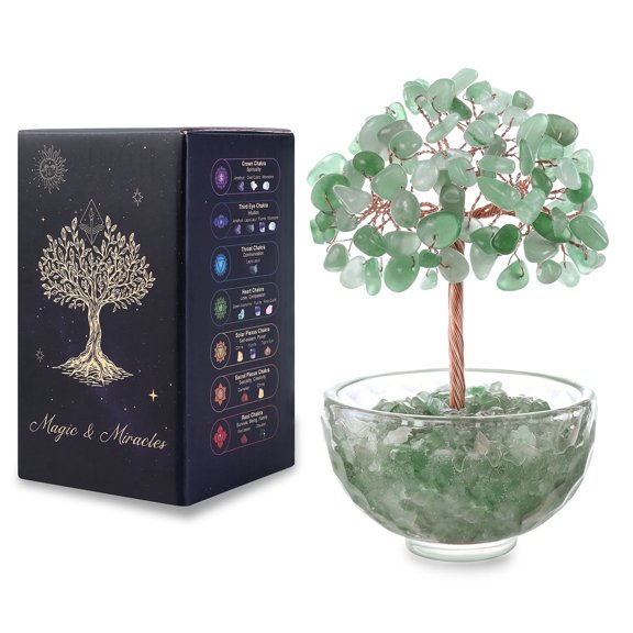 Magicmiracles Aventurine Crystal Tree of Life,Handmade Bonsai Tree Home Office Desk Decor,Spiritual Healing Gemstone Fengshui Money Trees Anxiety Relief Gift for Mom Sister