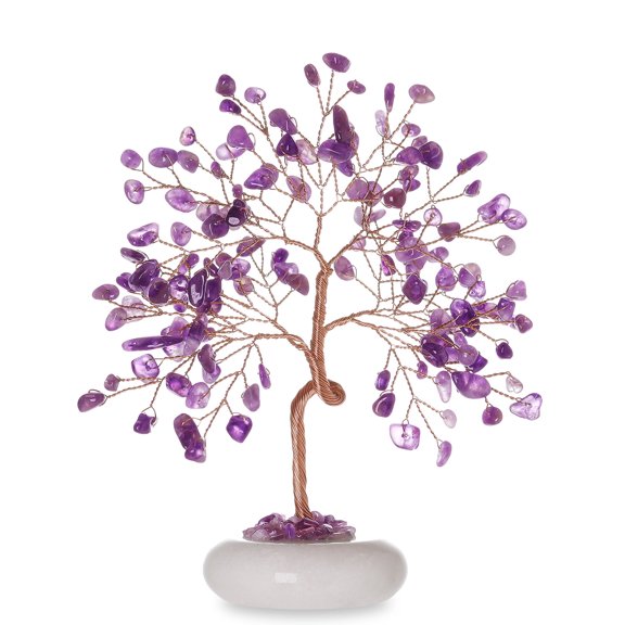 Magicmiracles Healing Crystal Tree with Whiter Jade Base,Fend Shui Tree for Good luck, Healing Stones for Office Desk Decor Home Living Room Decorations,Birthday Mother'Day Gift for Women Mom