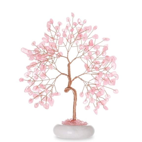 Magicmiracles Healing Crystal Tree with Whiter Jade Base,Fend Shui Tree for Good luck, Healing Stones for Office Desk Decor Home Living Room Decorations,Birthday Mother'Day Gift for Women Mom
