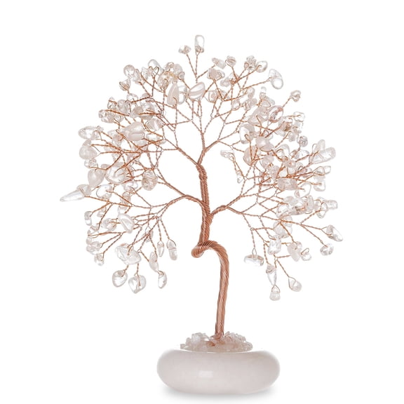 Magicmiracles Healing Crystal Tree with Whiter Jade Base,Fend Shui Tree for Good luck, Healing Stones for Office Desk Decor Home Living Room Decorations,Birthday Mother'Day Gift for Women Mom