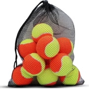 Magicorange 12 Pack 50% Low Compression Tennis Balls with Mesh Bag, Suitable for Beginners, Youth, Kids Training Practicing or Pet Dogs Playing 2.56 inch, Yellow - Orange