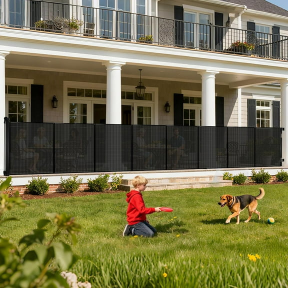 Magicorange Retractable Pet Gate, Extra Wide 200 in Wide x 42 in Tall Extra Tall Retractable Fence Outdoor for Indoor & Outdoor, Black