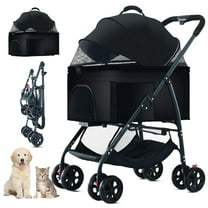 Magicorange 3-in-1 Dog Stroller with Removable Carrier, Upgrade Stable 4 Wheels Stroller for Medium Dogs / Cats Up to 44lbs (Black)