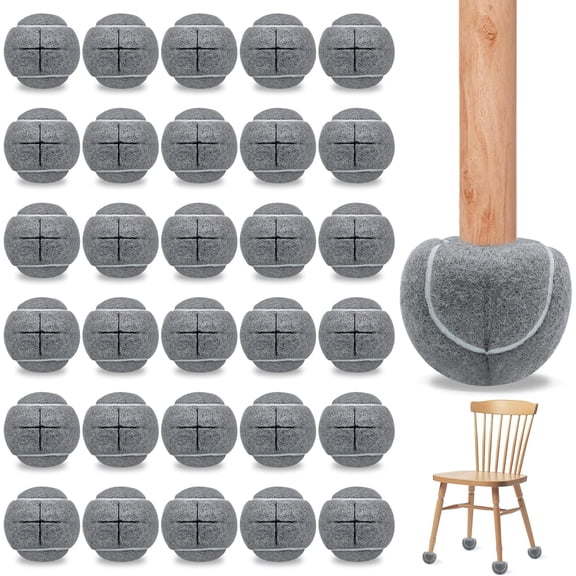 Magicorange 30 Pcs Precut Walker Tennis Balls for Furniture Legs and Floor Protection (Gray)
