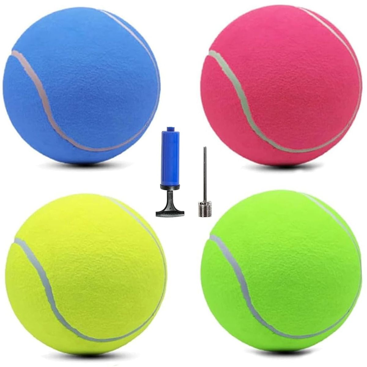 Magicorange 4 Pack Tennis Balls for Dogs, 9.5 inch Oversize Giant Ball with inflatable Pump and Needle, Pet Play Toy for Outdoor/Indoor Sports (Multicolor)