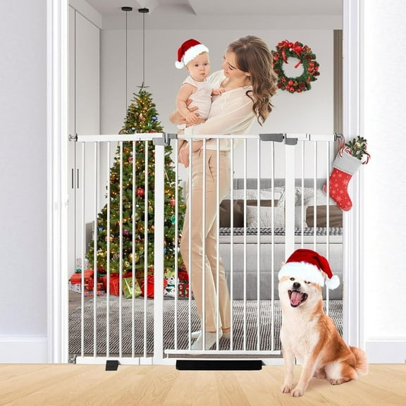 Magicorange Baby Safety Gate, Extra Tall 41 inch, Extra Wide 29.9" to 43.7" Pet Gate for Stairs and Doorway, No Drilling Pressure Mount Kit, White