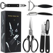 Magicorange 5PCS Stainless Steel Can Opener Set with 1 Bottle Opener 2 Vegetable Peeler 1 Heavy Duty Kitchen Scissors