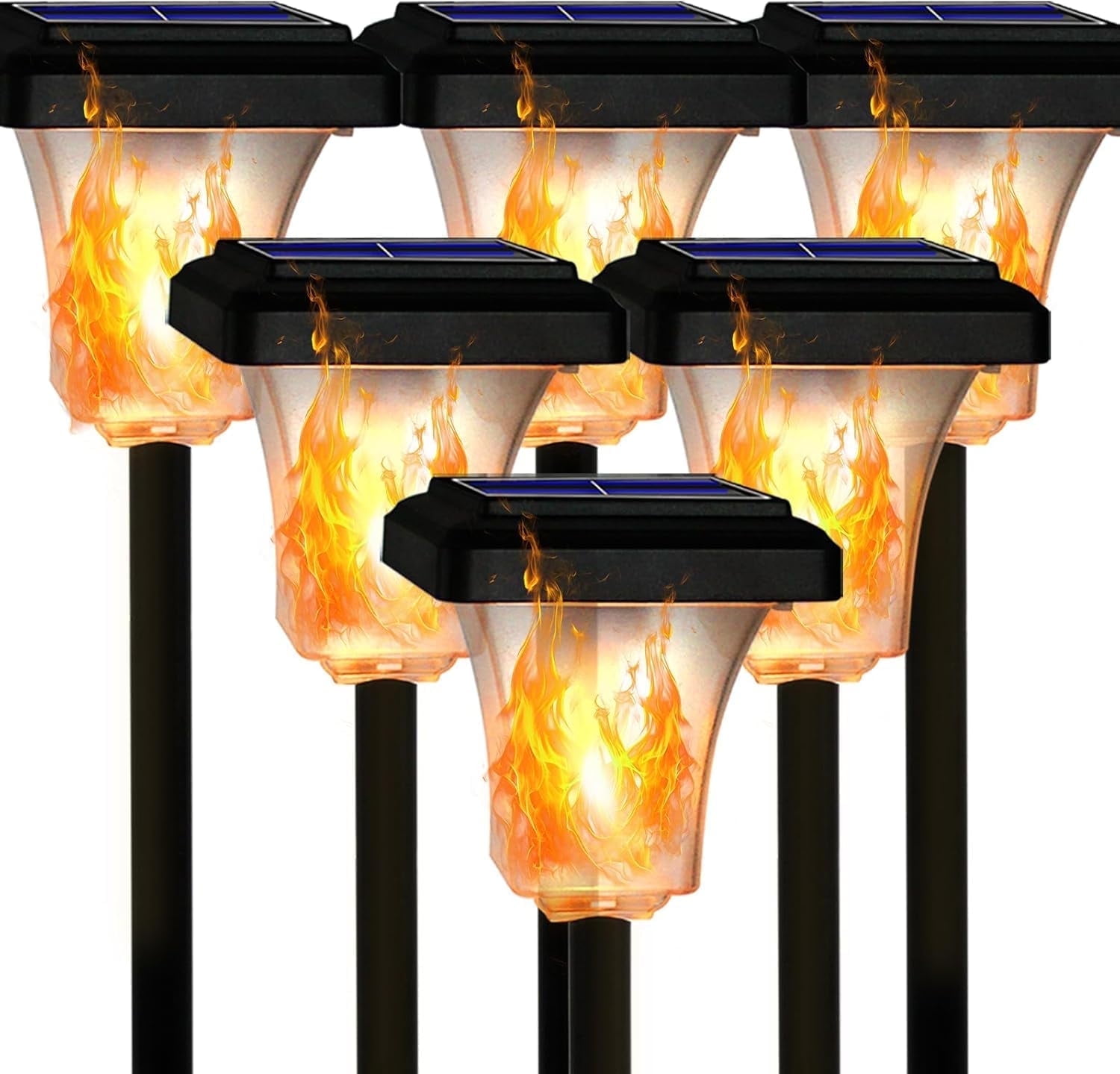 Magicorange 6 Pack Solar Torch Lights with Flickering Flame, Waterproof Outdoor Garden Light for Christmas, Garden, Landscape, Path, Yard, Patio