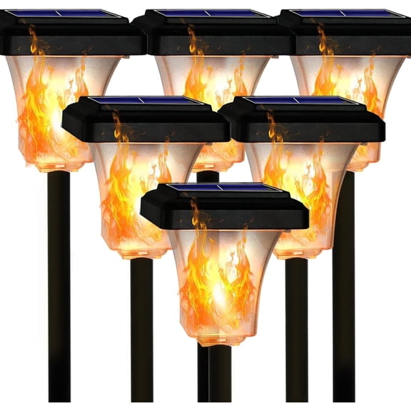 Magicorange 6 Pack Solar Torch Lights with Flickering Flame, Waterproof Outdoor Garden Light for Christmas, Garden, Landscape, Path, Yard, Patio