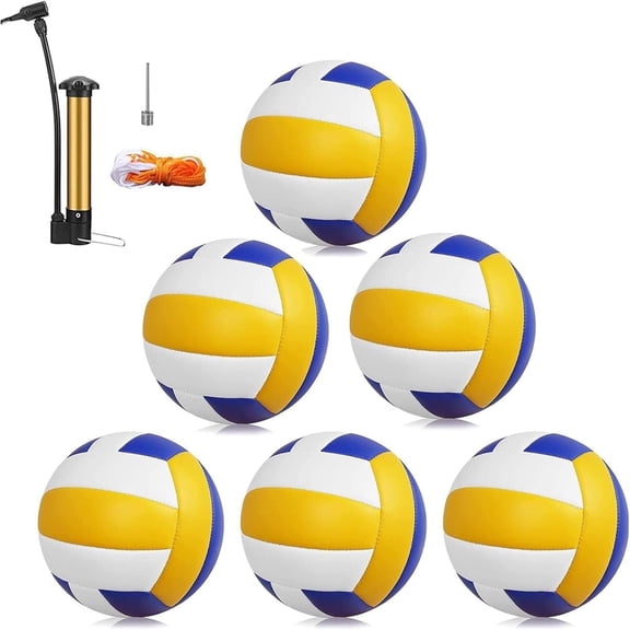 Magicorange 6 Pack Volleyball Ball, Official Size 5 Light Volleyballs with Ball Pump for Beach Play, Game, Gym, Training