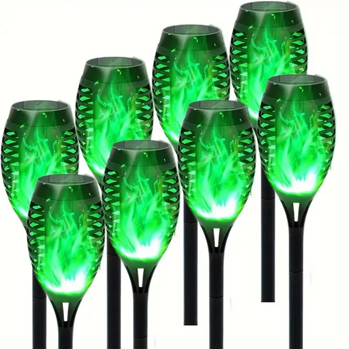 Magicorange 8 Pack Outdoor Solar Lights Waterproof, Green Flame Solar Torch Lights, Decorative Landscape Lamps for Garden Patio Yard Pathway Walkway, Christmas, Halloween