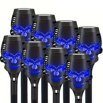 Magicorange 8 Pack Solar Torch Lights, Flickering Flame Solar Lights for Garden Patio Yard Pathway Walkway Landscape (Blue Light)