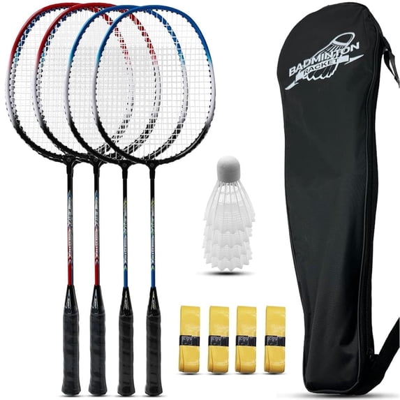 Magic Mand Racket Magicorange Badminton Racket Set of 4 for Backyard Games, Playing and ...