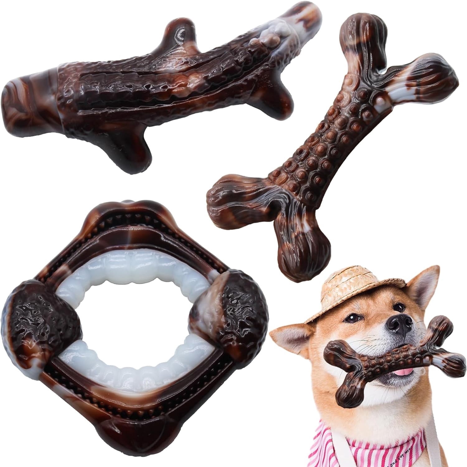View of Magicorange Dog Chew Toys for Aggressive Chewers, Nylon Dog Toys for ...