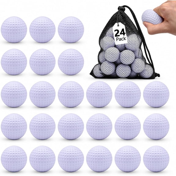 Magicorange Foam Golf Practice Balls with Mesh Bag, 42mm/1.68in Diameter, 24 Pack, White